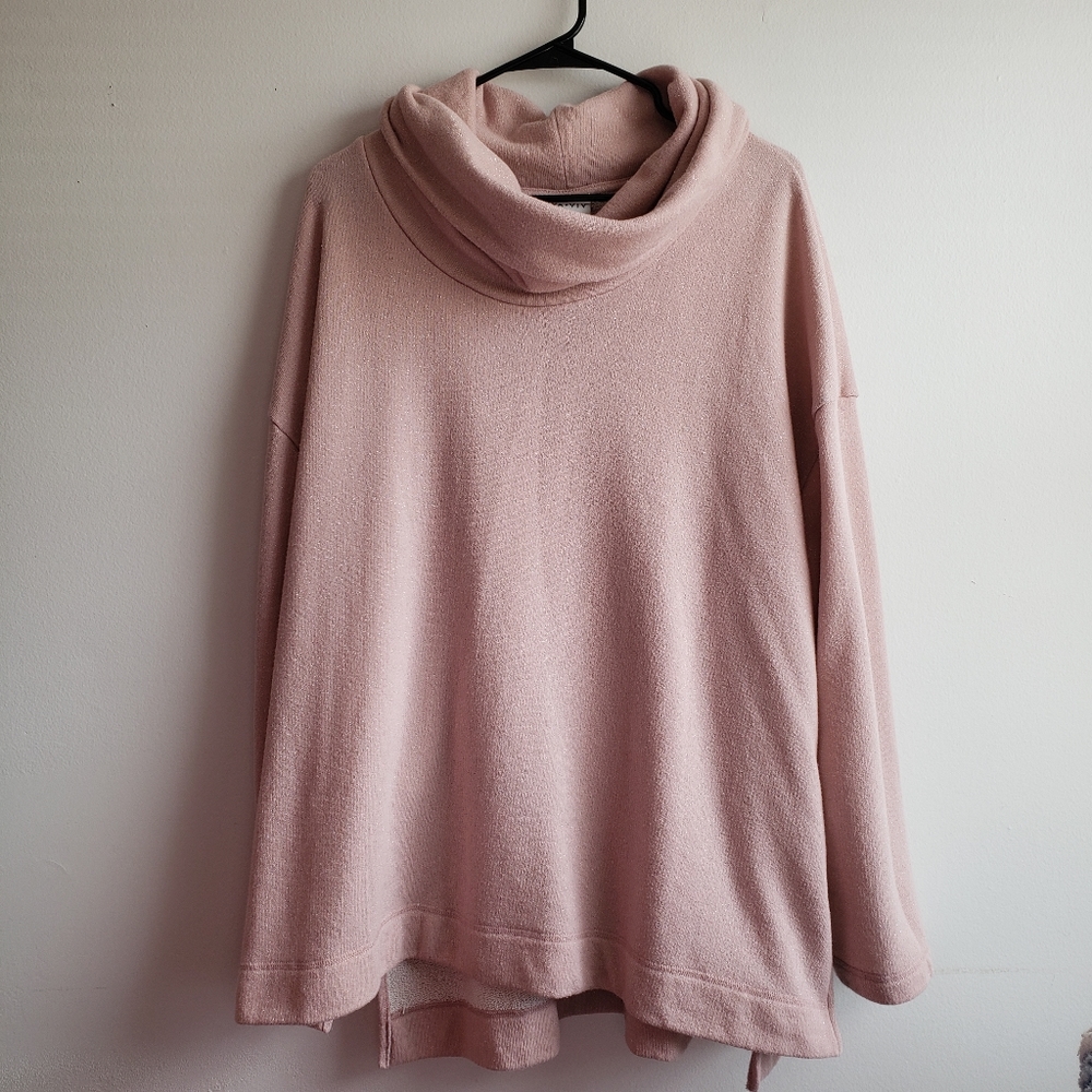 Ava & Viv 3X Sparkly Pink Turtleneck Top